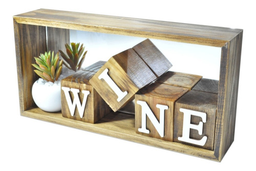Imagem 1 de 1 de Kit Conjunto Nicho Cubos Wine Pinus Luxo Madeira Maciça