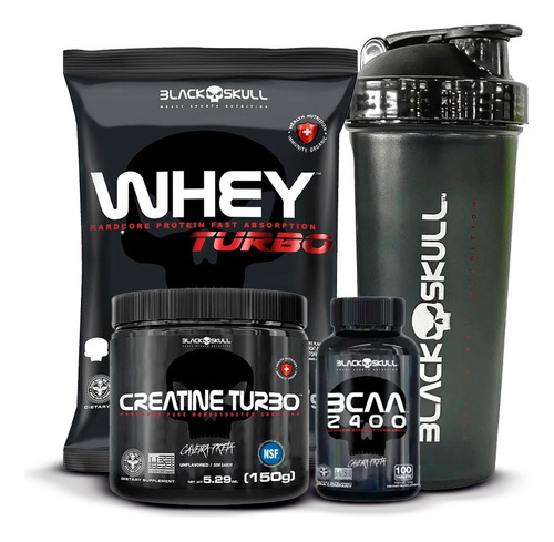 Kit Whey 907g +bcaa 2400 30cps +creatina 150g+coqueteleira