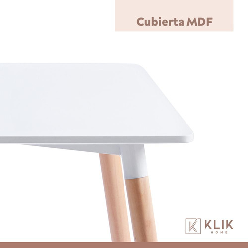 Comedor Mesa De 120x80 Rectangular Blanca + 6 Sillas Eames -