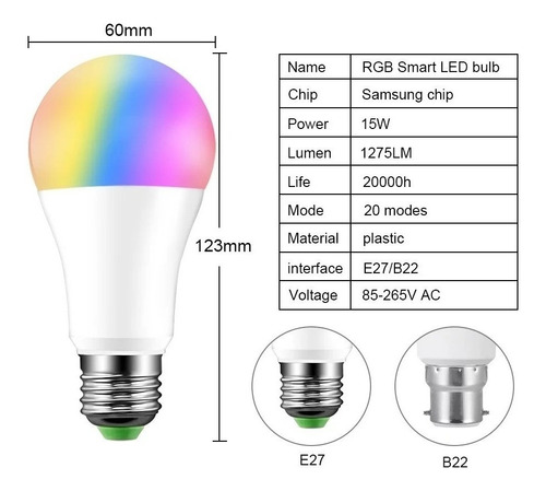 Bombillo Inteligente E27 Bluetooth Led Rgb Android Ios