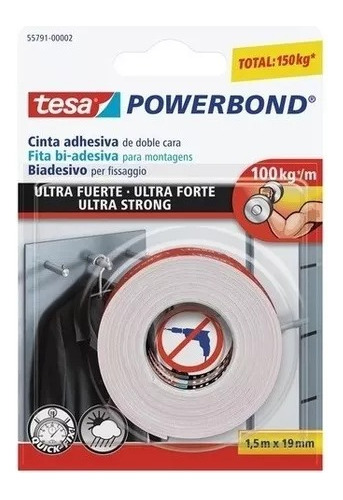 Cinta Doble Faz Ultra Fuerte (100 Kg) 19mm X 1.5m Tesa Tape