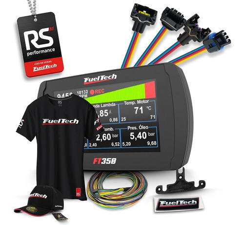 Fueltech Ft350 3 Metros + Brindes + Kit Chicote Vw 4 Bicos