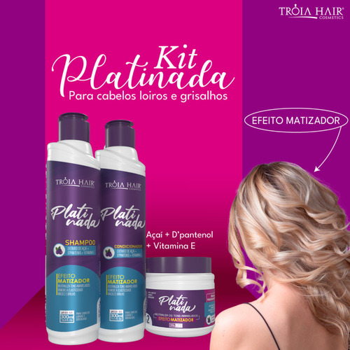 Kit Platinada + Spray Capilar Vinagre De Maçã Tróia Hair