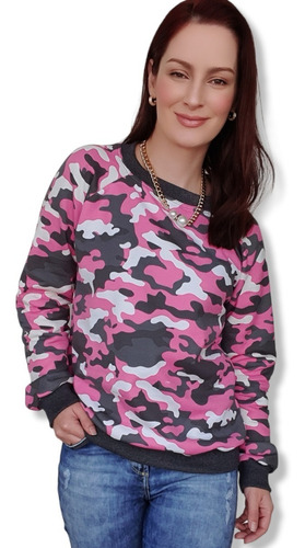 Blusa Moletom Moda Feminina Estampada Camuflada Militar