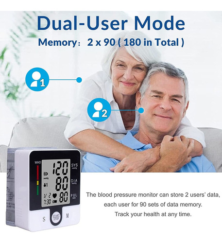 Wrist Blood Pressure Monitor Heart Rate Bp Cuff Automatic Ta
