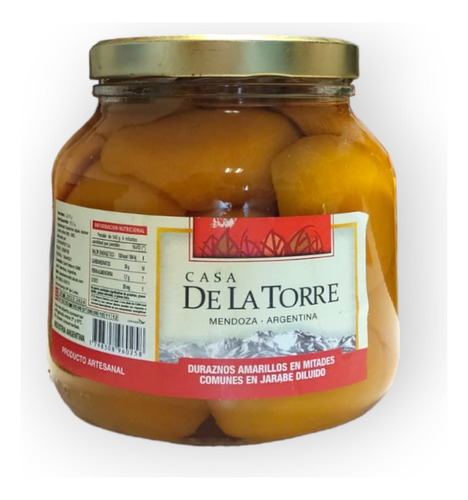 Duraznos Amarillos Mitades Jarabe *1.45kg Casa De La Torre