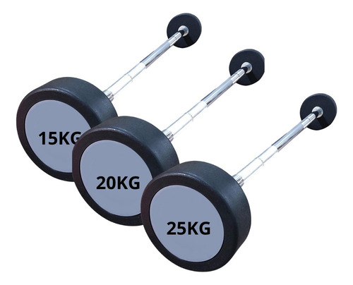 Kit De Barra Montada Treino Musculação 15; 20 E 25 Kg Preto