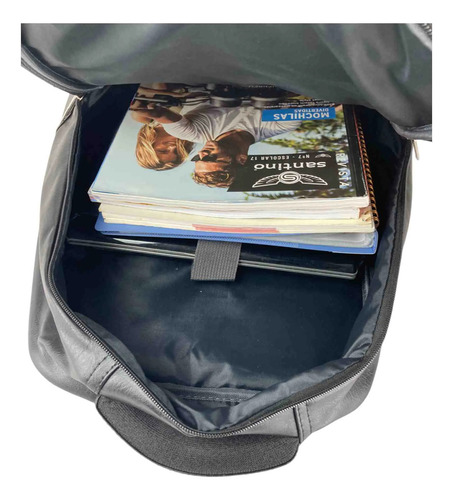 Mochila Executiva Notebook Couro Ecológico Santino San200u01 Cor Preta