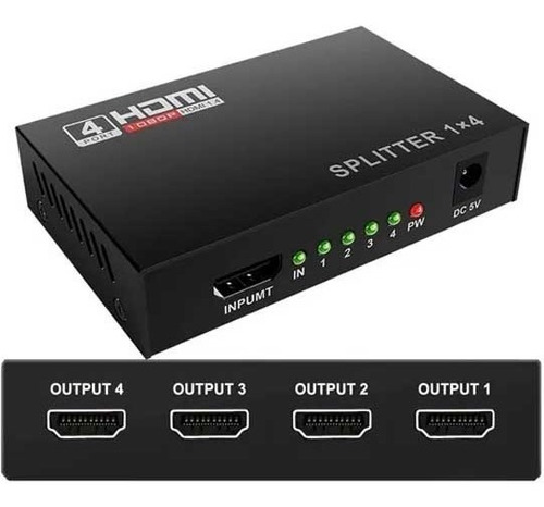 Splitter Hdmi Amplificador 4 Salidas 1 Entrada 1080p 3d