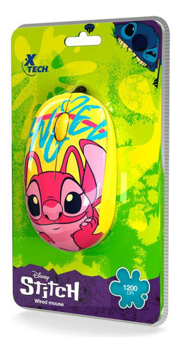 Mouse Con Cable Xtech 3 Botones Stitch Amarillo
