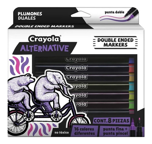 Plumones Crayola Alternative Dual 16 Colores En 8 Piezas