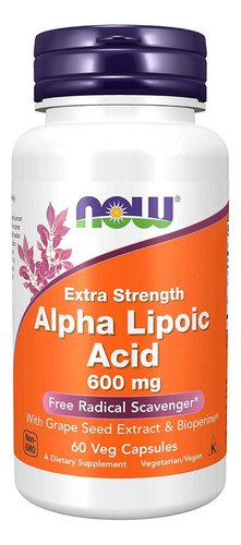 Extra Strength Alpha Lipoic Acid 600mg 60caps - Rápido Sabor Without Flavor