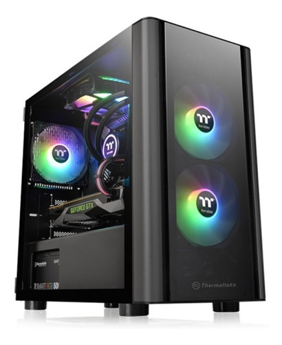 Chasis Gamer Thermaltake V150 Vidrio Templado Caja Atx Case Color Negro