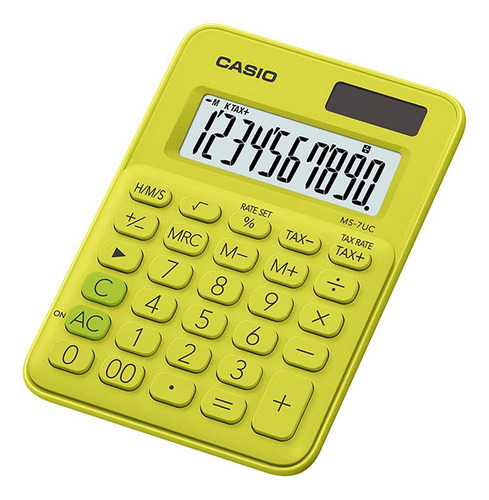 Minicalculadora Casio MS-7uc-YG de escritorio con pantalla grande de 10 dígitos