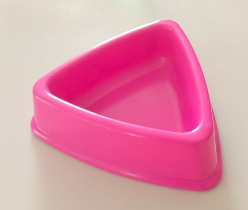 Plato Comedero Para Perro Gato Mascota Triangular 50489 Color Rosa