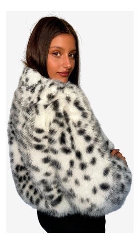 Saco Wild: Abrigo De Piel Sintética Animal Print Mujer