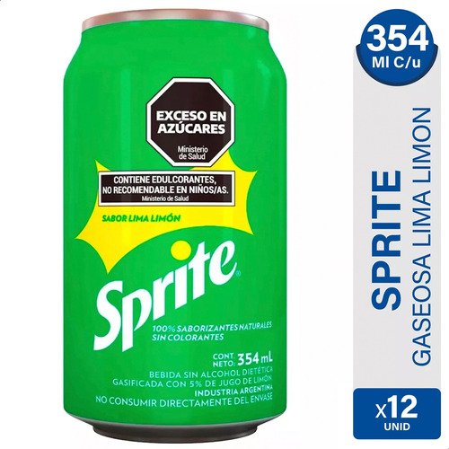 Sprite Lima Limon Lata Gaseosa Original Pack X12 - 01mercado