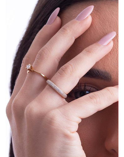 Anel Solitário Em Ouro 18k Com 15,0 Pontos De Diamante Aro 2