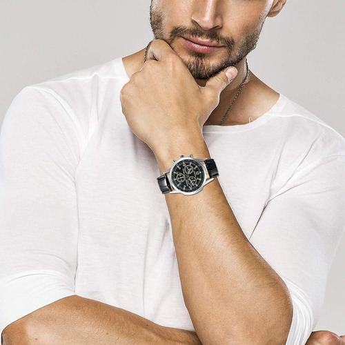 Jewelrywe Business Casual Men's Quartz Wrist Watch Dial Leat