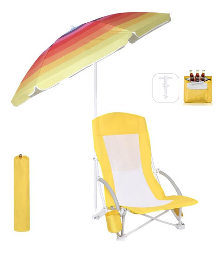 Cden Silla Playa Para Adulto Sombra Paragua Refrigerador