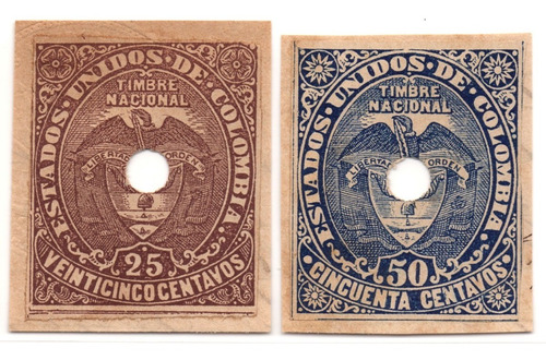 Estampillas De Timbre 25 Y 50 Centavos 1885