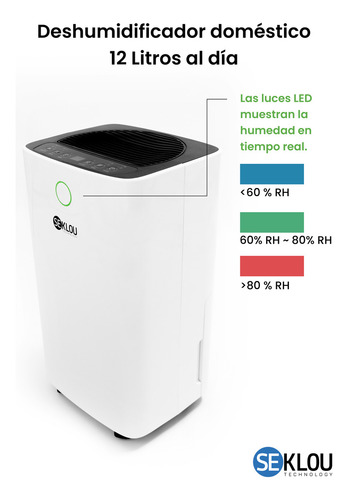 Potente Deshumidificador Seklou Compresor Extrae Humedad 35m Color Blanco