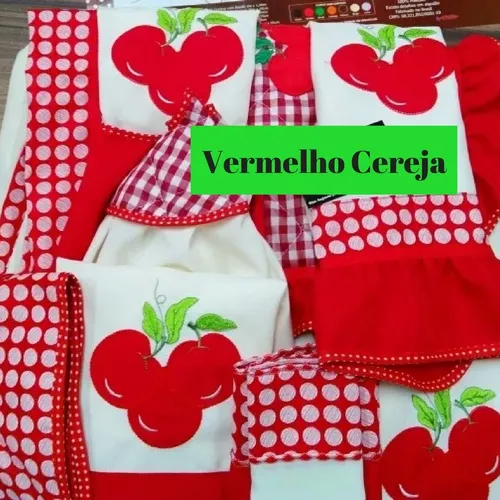 Joguinho de Cozinha Vermelho Xadrez