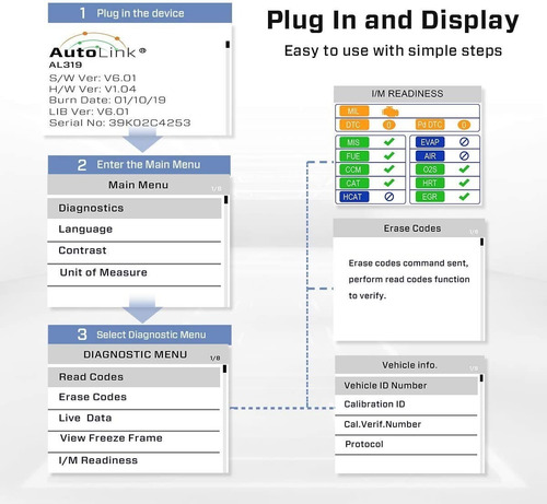 Imagen 3 de 6 de Escaner De Codigo Autel Autolink Rojo Y Negro