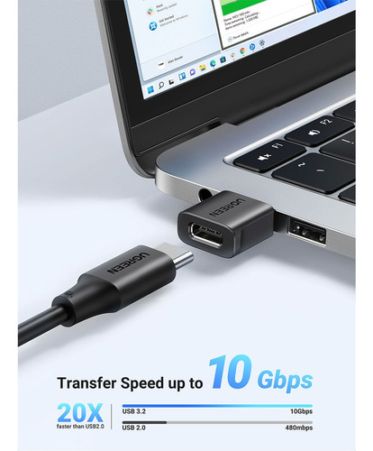 Adaptador Otg Ugreen,usb-c Fêmea Para Usb-a Macho Us701