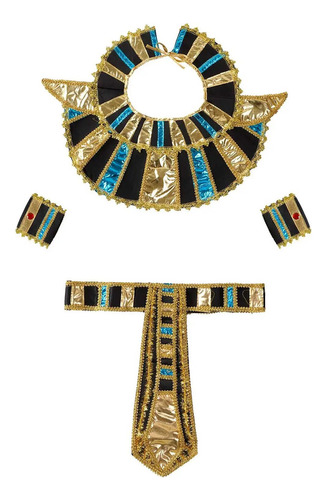 Disfraz De Faraón Egipcio Tocado Mangas Cinturón Antiguo