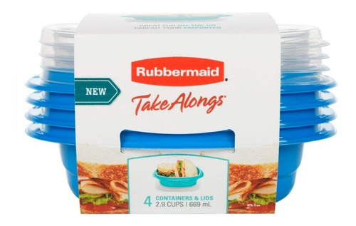 Set De 4 Recipientes Rubbermaid Con Tapa, 2.9tz, 669ml