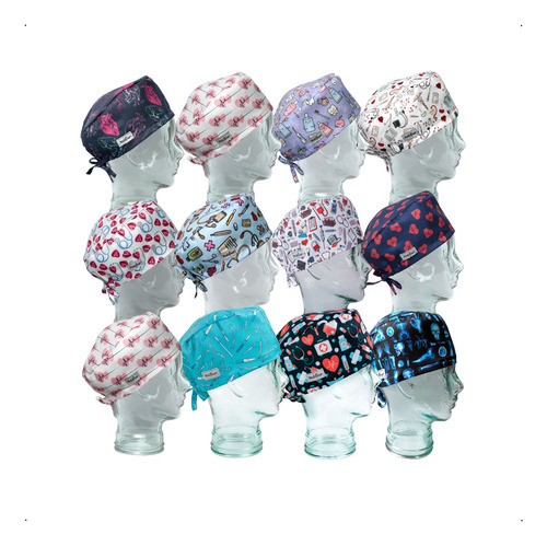 Kit 4pçs Gorro Cirurgica Enfermagem Dentista Cozinha Chef