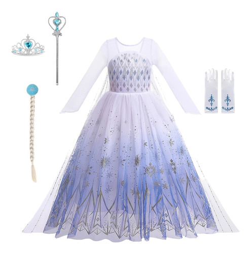 Disfraz De Elsa Frozen 2/princesa Del Hielo Vestido De Lujo