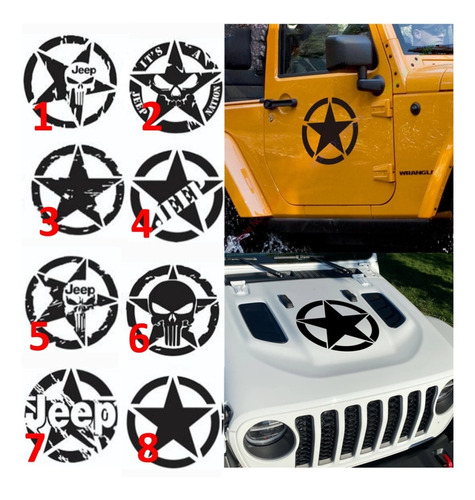 Pack 2 Stickers Estrella Calavera Jeep Rubicon Wrangler