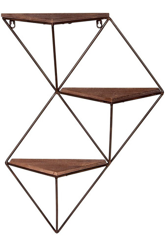 Estantería De Pared Triangular Geométrica De Madera Y Metal 