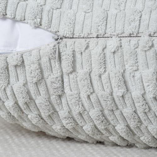 Set De 2 Fundas De Almohada Pana Bohemia 50x50cm Blanco Gris