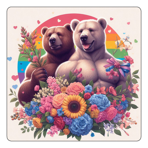 Mousepad Oso Gay Pride Macho Hombre Flores Osito