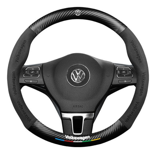 Funda De Volante De Fibra De Carbono Para Volkswagen Round .