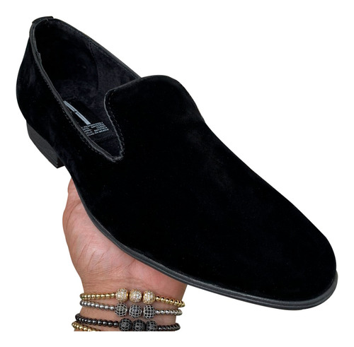 Mocasin Slipper Loafer Felpa Caballero Negro Zanthy Shoes 02