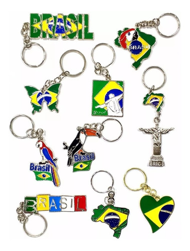 Kit 20 Chaveiros Brasil Bandeira Mapa Ótima Qualidade Lindos