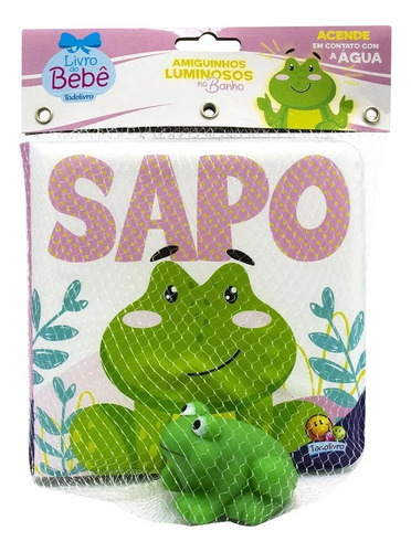 Livrinho De Banho Infantil Para Bebe Educativo Interativo Com Brinquedo Para Banho Com Luz Mordedor Sapinho