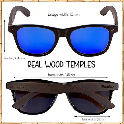Óculos de sol Woodies Ebony Wood com lentes espelhadas
