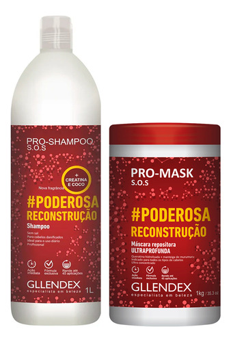 Gllendex Poderosa Reconstruccion Coco Shampoo + Mascara 6c