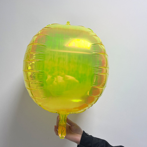 Globo Redondo Transparente Láser 4d Feliz Cumpleaños Deco 3p Color Amarillo