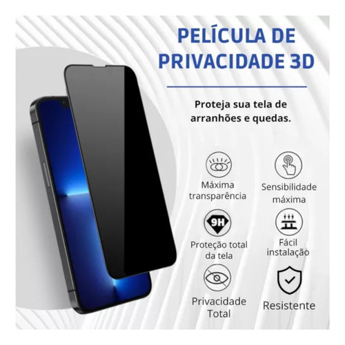 Película 3d Privacidade iPhone 7 8 X Xr 11 12 13 14 Pro Max