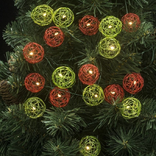 Serie 18 Luces Led Esferas Alambre Navidad Navideño / Pilas