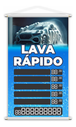 Banner Lava Rápido Automóvel Carro Fone Contato 80x50cm