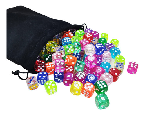 Juego De Dados De 6 Caras, 100 Piezas, 16 Mm, Cordón Translú
