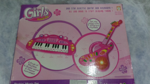 Imagen 5 de 9 de Guitarra Y Piano Electrónico Con Luz - Juguetes Regalo Niñas