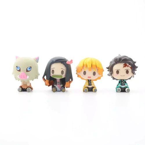 Kit 4 Action Figure Demon Slayer Tanjiro Nezuko Zenitsu Ino